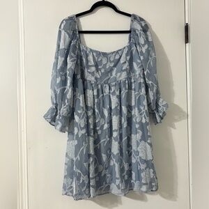 Allison & Kelly Blue Floral Lace Long Sleeve Dress